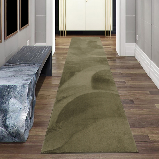 Preview: Teppich grün samtig weich Hasenfell-Optik mit sanftem Glanz