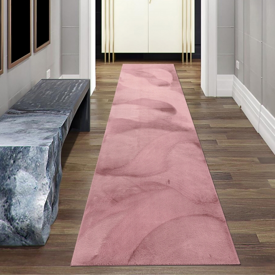 Preview: Teppich berry-farben samtig weich Hasenfell-Optik mit sanftem Glanz