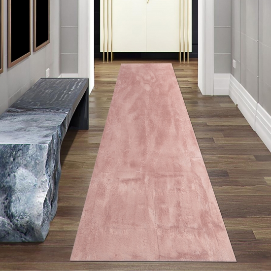 Preview: Teppich rosa samtig weich Hasenfell-Optik mit sanftem Glanz