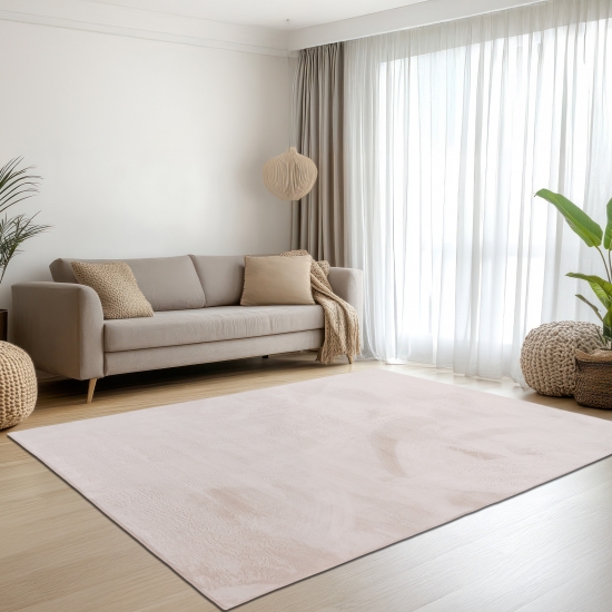 Teppich creme samtig weich Hasenfell-Optik mit sanftem Glanz