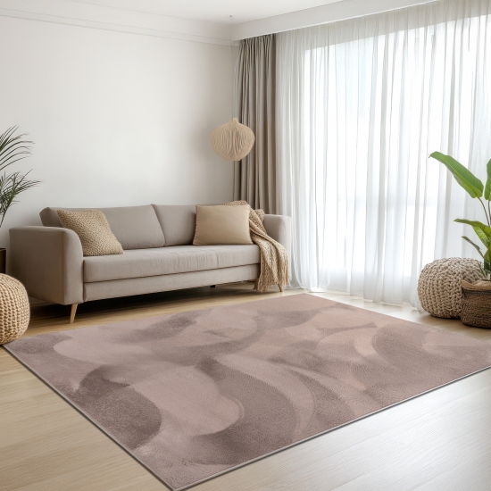 Teppich taupe samtig weich Hasenfell-Optik mit sanftem Glanz