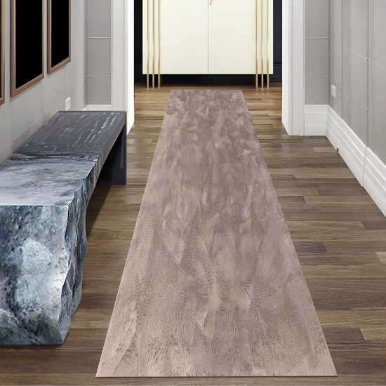 Preview: Teppich taupe samtig weich Hasenfell-Optik mit sanftem Glanz