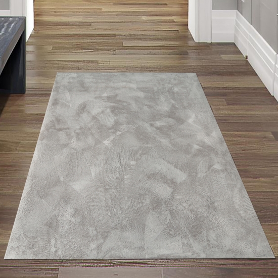 Preview: Teppich grau samtig weich Hasenfell-Optik mit sanftem Glanz