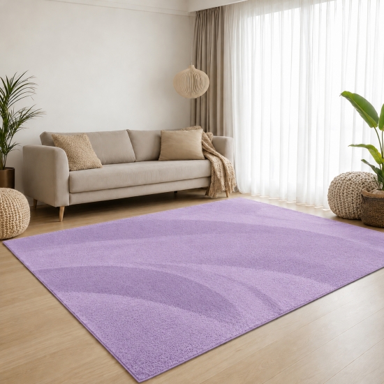 Teppich Flieder Hasenfell-Optik seidig weich Schlafzimmer Kurzflor