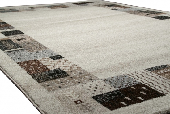 Preview: Designer Teppich Moderner Teppich Wohnzimmer Teppich mit Bordüre Design Multicolour in Braun Beige Creme Türkis Preview: Designer Teppich Moderner Teppich Wohnzimmer Teppich mit Bordüre Design Multicolour in Braun Beige Creme Türkis