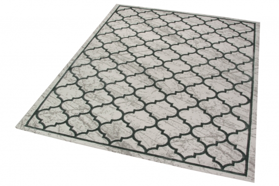 Moderner Designer Teppich marokkanisches Muster hellgrau anthrazit silber