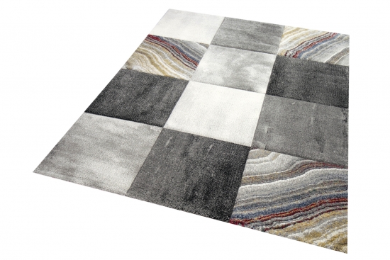 Preview: Teppich modern Teppich Wohnzimmer Karo Design in grau gold rot Preview: Teppich modern Teppich Wohnzimmer Karo Design in grau gold rot
