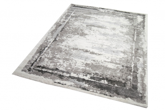 Teppich Kurzflor Designerteppich - Läufer 80x300 cm - in grau creme