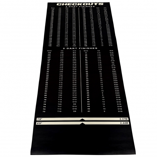 Preview: Dartmatte schwarz - Schutz für Boden und Dartpfeile mit Abwurflinien weiß und grau
