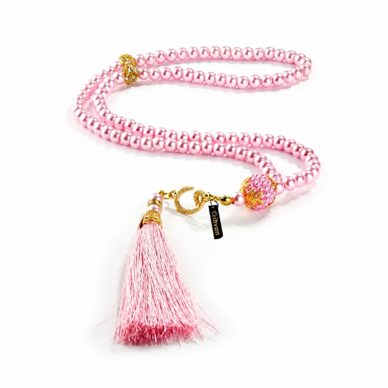 Preview: Gebetsset Rosa mit langem Gebetskleid Teppich und Perlenkette