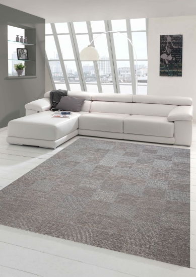 In- & Outdoor Teppich Sisal Optik mit Karomuster in grau