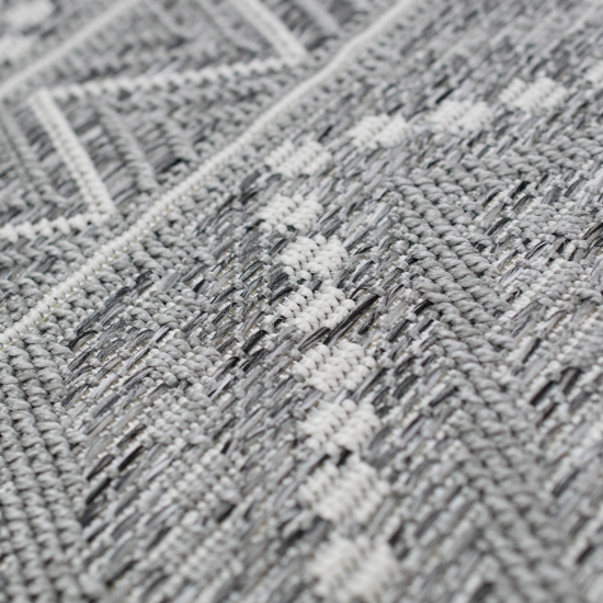 In- & Outdoor Teppich mit Sisal Zickzack Muster graufarben