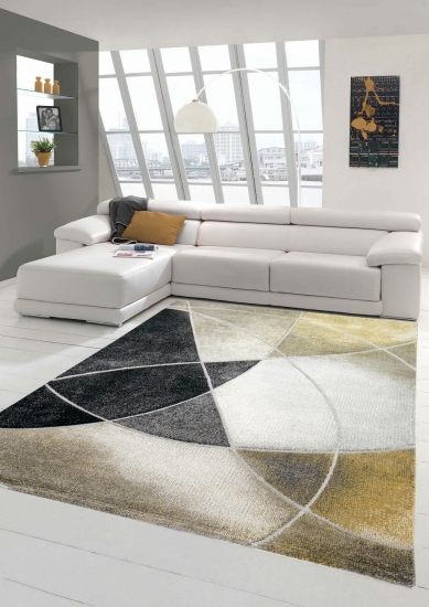 Teppich modern Teppich Wohnzimmer abstrakt in grau gold