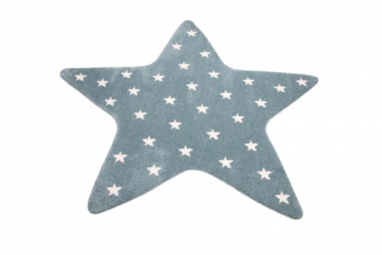 Kinder Spielteppich Stern in Türkis mit Sternenmuster