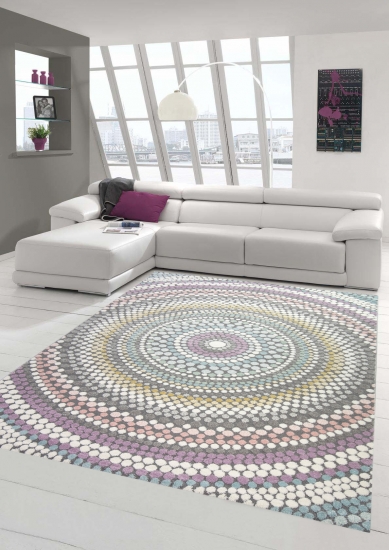 Teppich modern Wohnzimmer Teppich Regenbogen Pastellfarben