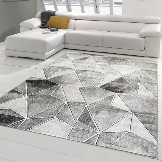 Teppich Design Wohnzimmer teppich geometrisches Muster in grau