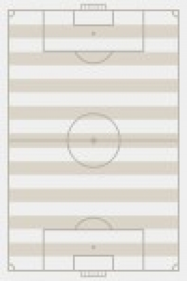 Kinderzimmerteppich weich robust gestreiftes Fussballfeld in creme beige