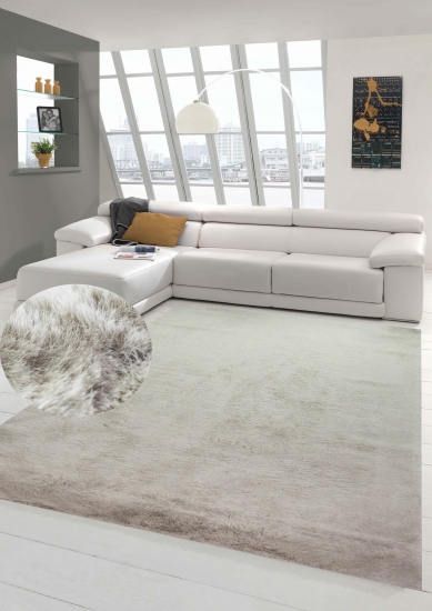 Teppich Kunstfellteppich Hochflor Faux Fur Hasenfell uni Farbe beige