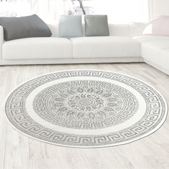 Preview: Orientalischer Designerteppich mit Ornament in grau anthrazit mit Glanzeffekt Preview: Orientalischer Designerteppich mit Ornament in grau anthrazit mit Glanzeffekt