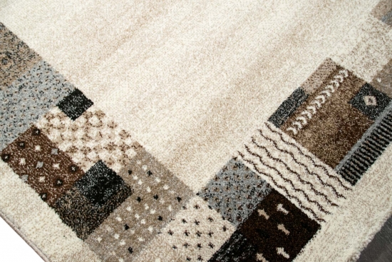 Preview: Designer Teppich Moderner Teppich Wohnzimmer Teppich mit Bordüre Design Multicolour in Braun Beige Creme Türkis Preview: Designer Teppich Moderner Teppich Wohnzimmer Teppich mit Bordüre Design Multicolour in Braun Beige Creme Türkis