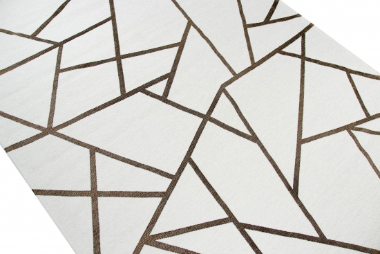 Orientteppich Läufer 80x250 cm - Geometrisches Muster in Creme Gold