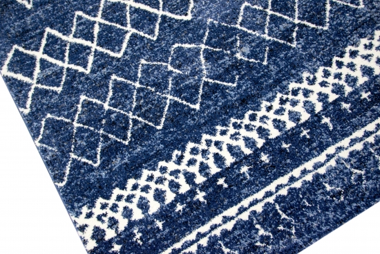 Preview: Designer Teppich Wohnzimmerteppich modern mit Ornamente in Blau Creme Preview: Designer Teppich Wohnzimmerteppich modern mit Ornamente in Blau Creme