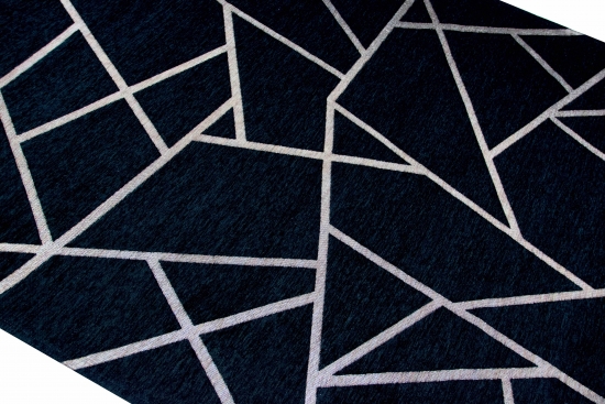 Preview: Orientteppich Wohnzimmer Teppich / Läufer - Geometrisches Muster in Schwarz Bronze