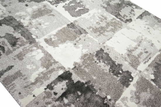Teppich modern Designerteppich Wohnzimmer Karo in grau creme