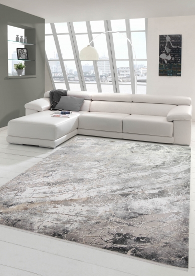 Wollteppich modern Luxus Teppich Designerteppich in grau