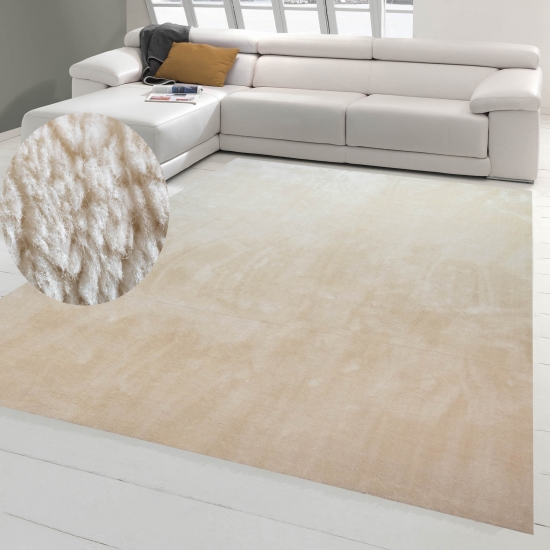 Shaggy Teppich Wohnzimmer weicher Hoch- & Langflor Flokati Badezimmer waschbar in beige