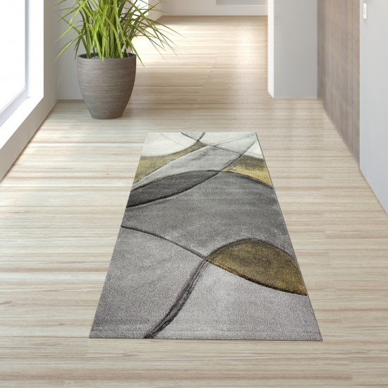 Preview: Teppich modern Teppich Wohnzimmer abstrakt in gelb grau pastell Preview: Teppich modern Teppich Wohnzimmer abstrakt in gelb grau pastell