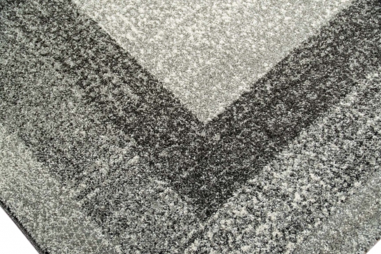 Designer Teppich Moderner Teppich Wohnzimmer Teppich Velours Kurzflor Teppich mit Winchester Bordüre in Grau Creme