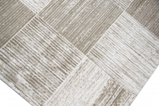 Preview: Designer und Moderner Teppich Wohnzimmerteppich mit Karomuster in Beige Creme Preview: Designer und Moderner Teppich Wohnzimmerteppich mit Karomuster in Beige Creme
