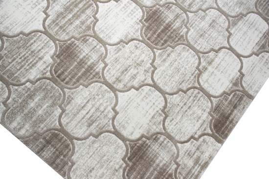 Designer und Moderner Teppich Marokkanisches Muster in Beige Creme
