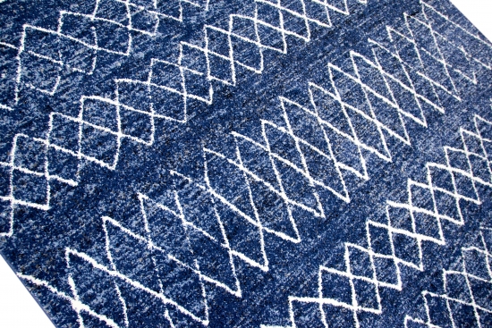 Preview: Designer Teppich Wohnzimmerteppich modern mit Ornamente in Blau Creme Preview: Designer Teppich Wohnzimmerteppich modern mit Ornamente in Blau Creme