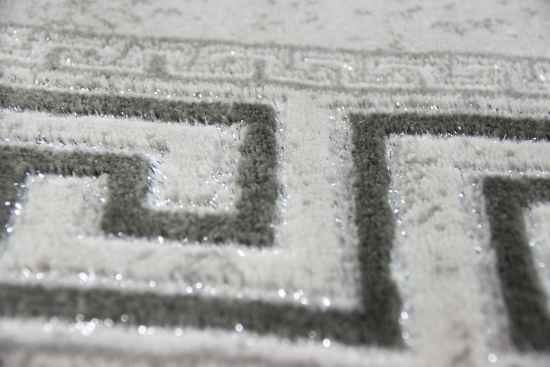Preview: Moderner Teppich Orientteppich mit Glitzergarn mit Bordüre in Grau Preview: Moderner Teppich Orientteppich mit Glitzergarn mit Bordüre in Grau