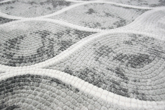 Designer Wollteppich - Läufer 80x300 cm - Marokkanischer Stil in Grau Creme