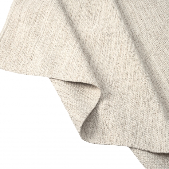 Luxuriöser handgewebter Wollteppich Uni Design in creme