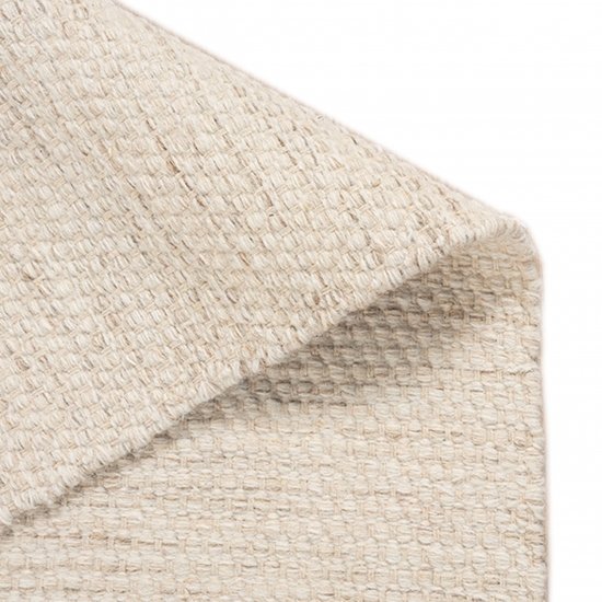 Preview: Handgewebter Wollteppich in edlem Creme-Beige für Wohnzimmer oder Schlafzimmer