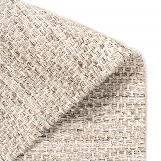 Preview: Handgewebter Wollteppich in edlem Taupe für Wohnzimmer oder Schlafzimmer