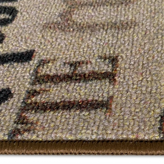 Küchenläufer in beige mit Gelrücken und schwarz braunem Schriftzug