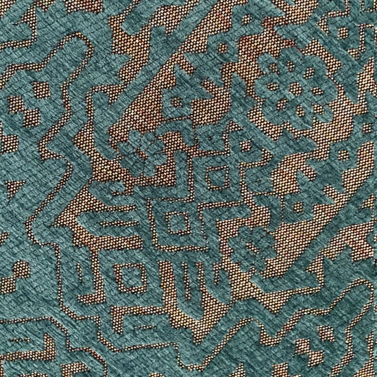 Marokkanischer Teppich mit Ornamenten in petrol - gold