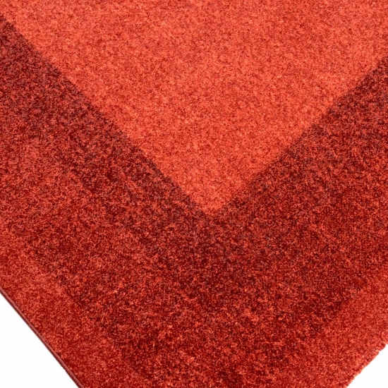 Designer Teppich Moderner Teppich Wohnzimmer Teppich Velours Kurzflor Teppich mit Winchester Bordüre in Rot