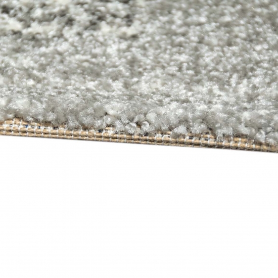 Designer Wohnzimmer Teppich Modern kurzflor vintage seitlich gekettelt in grau creme