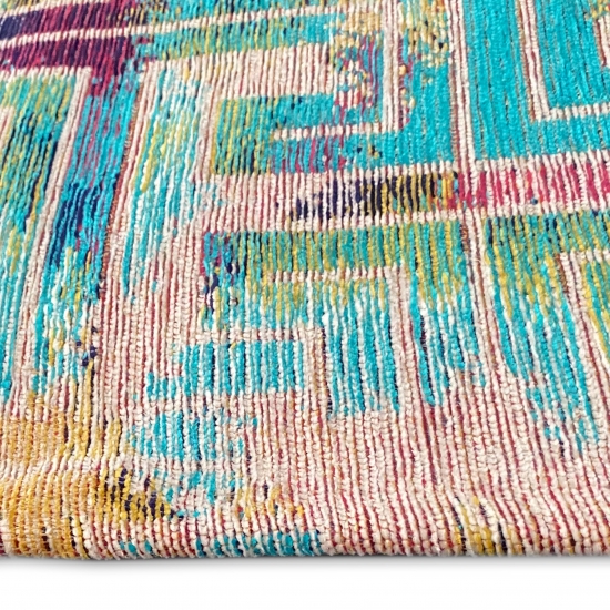Wohnzimmer Teppich abstraktes Muster in bunt