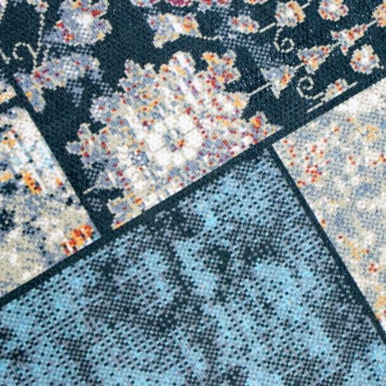 Preview: Moderner Teppich eleganter Stil mit Quadraten orientalisch gemustert braun grau orange mehrfarbig