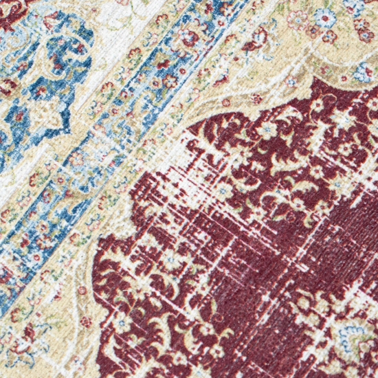 Preview: Klassisch orientalischer Teppich mit schönen Pflanzen Verzierungen & Blumen Ornamenten in rot creme beige gold