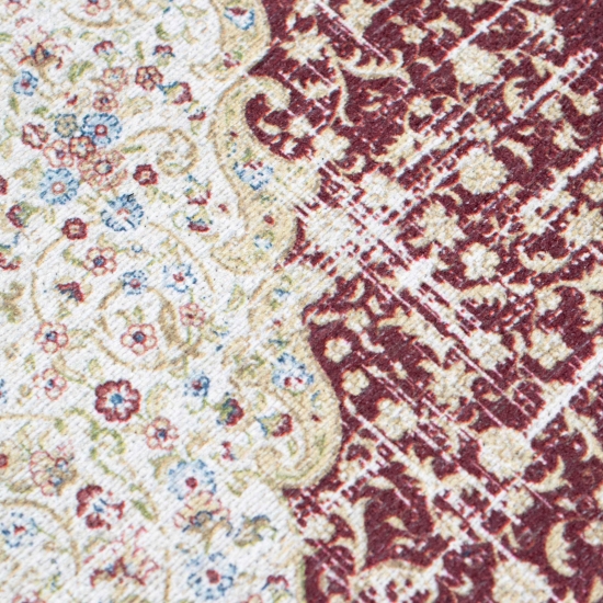 Preview: Klassisch orientalischer Teppich mit schönen Pflanzen Verzierungen & Blumen Ornamenten in rot creme beige gold