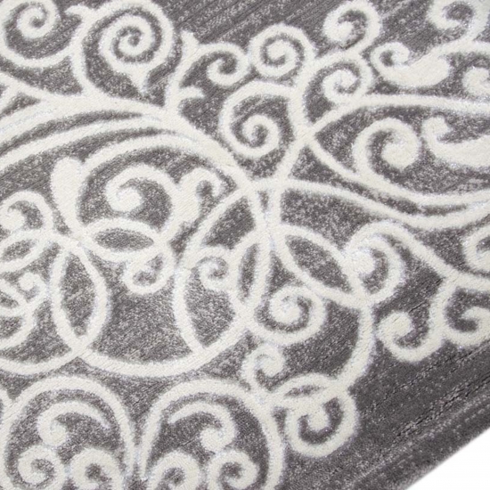 Moderner Teppich Designer Teppich Orientteppich mit Glitzer Wohnzimmer Teppich mit Floral Muster Meliert in Grau Creme