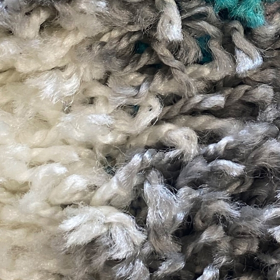 Preview: Shaggy Teppich Mehrfarbig Türkis Grau Creme für Wohnzimmer und Schlafzimmer – moderner Hochflor Teppich weich und stilvoll
